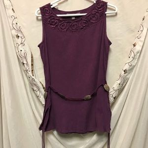 Plum Tank Top w/Belt & Lace by croft & barrow